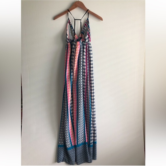 Lush Blue and Pink Patterned Maxi Dress - Picture 6 of 10